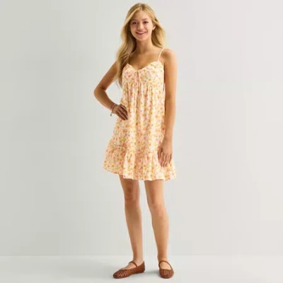 Arizona Womens Sleeveless Floral Sundress In Yellow
