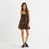 Arizona Womens Sleeveless Juniors Floral Babydoll Dress In Black