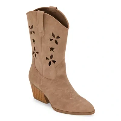 Arizona Womens Venus Stacked Heel Cowboy Boots In Brown