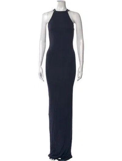 Pre-owned Arje Halterneck Long Dress In Blue