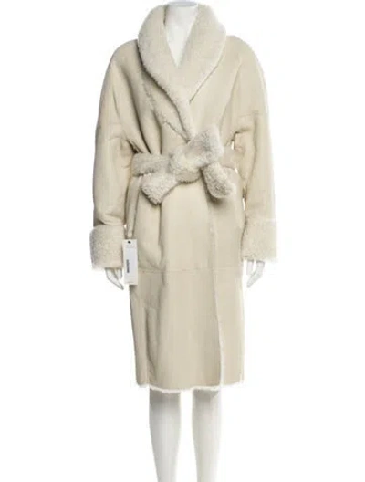 Pre-owned Arje Lamb Leather Faux Fur Coat In Neutral