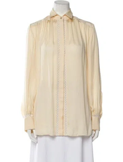 Pre-owned Arje Long Sleeve Button-up Top In Neutral