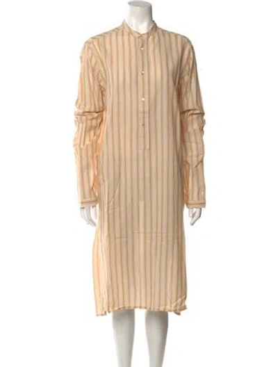 Pre-owned Arje Mock Neck Midi Length Dress In Neutral