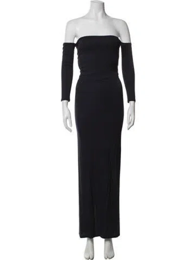 Pre-owned Arje Off-the-shoulder Long Dress In Blue