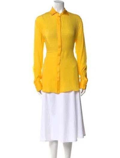 Pre-owned Arje Silk Long Sleeve Tunic In Yellow