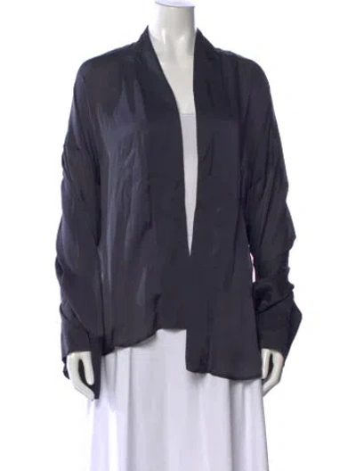 Pre-owned Arje Silk Open Front Top In Blue