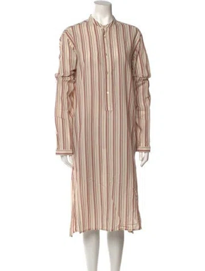 Pre-owned Arje Striped Midi Length Dress In Red