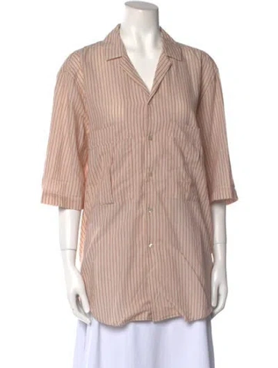 Pre-owned Arje Striped Three-quarter Sleeve Tunic In Red