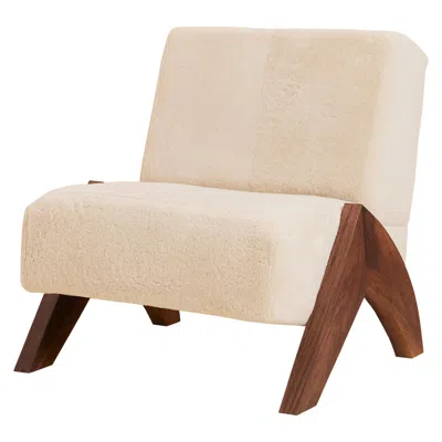 Pre-owned Arje The Enzo Shearling Accent Chair By Arjé In Brown