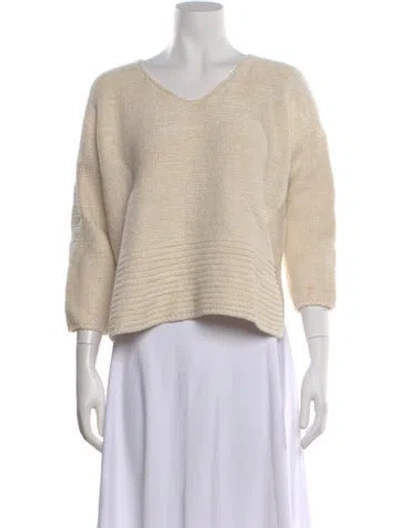 Pre-owned Arje Virgin Wool V-neck Sweater In Neutral