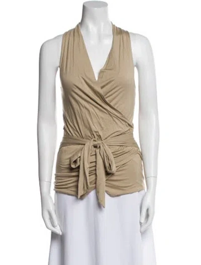 Pre-owned Arje V-neck Sleeveless Top In Neutral
