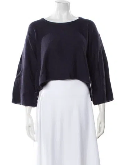 Pre-owned Arje Wool Crew Neck Crop Top In Blue