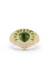 Ark 18k Yellow Gold Aphrodite Shield Ring With Chartreuse Aura