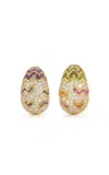 Ark 18k Yellow Gold Aurora Earrings In Feather With Cobblestones And Diamonds