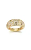 Ark 18k Yellow Gold Aurora Ring In Feather With Cobblestones And Diamonds