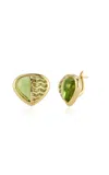 Ark 18k Yellow Gold Cabochon Button Eaarrings In Flora
