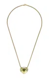 Ark 18k Yellow Gold Flora Shield Necklace With Chartreuse Aura Cabochon