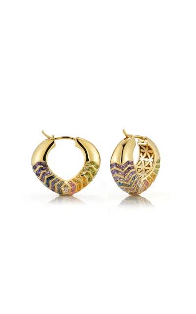 Ark 18k Yellow Gold Medium Bubble Shield Hoop Earrings In Feather