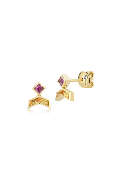 Ark 18k Yellow Gold Vibrations Baby Studs In Sunrise