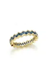 Ark 18k Yellow Gold Vibrations Eternity Stacking Band In Blue Sapphire