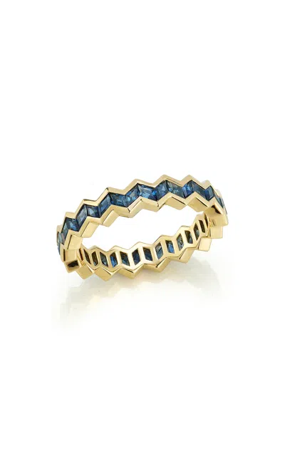 Ark 18k Yellow Gold Vibrations Eternity Stacking Band In Blue Sapphire