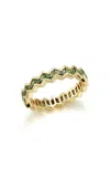 Ark 18k Yellow Gold Vibrations Eternity Stacking Band In Green Sapphire