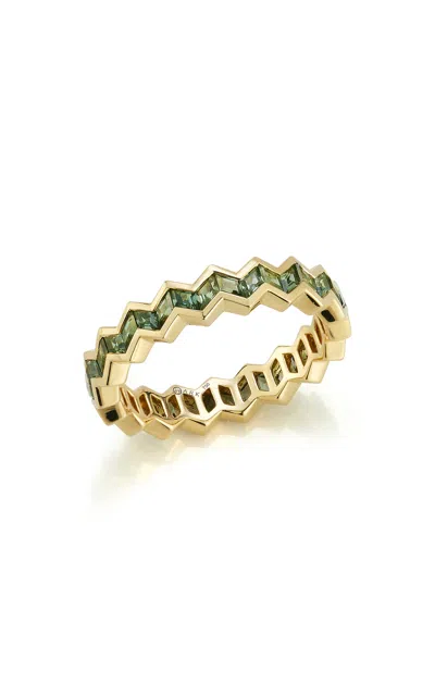 Ark 18k Yellow Gold Vibrations Eternity Stacking Band In Green Sapphire