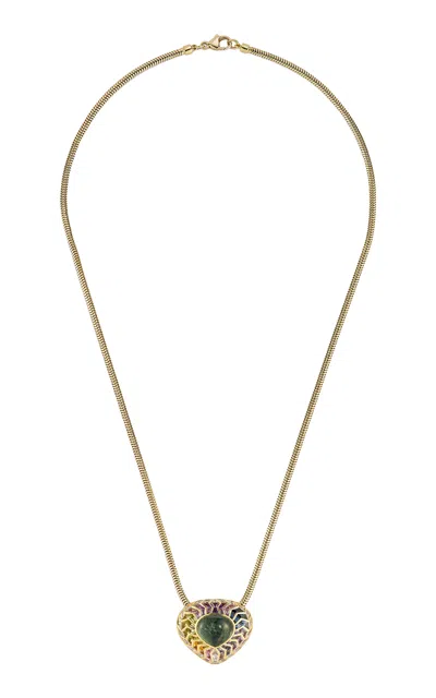 Ark 18k Yellow Gold Wishing Well Shield Necklace In Feather