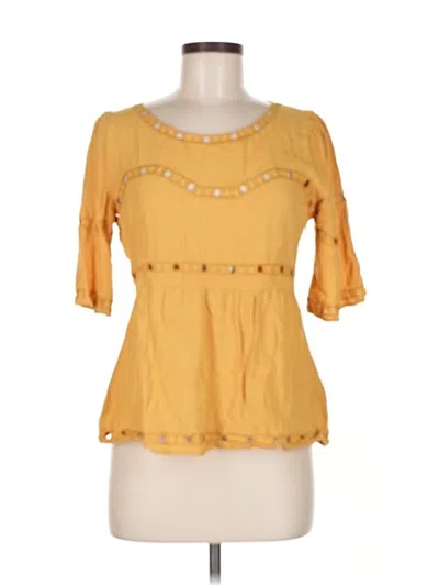 Pre-owned Ark & Co. 3/4 Sleeve Blouse In Yellow