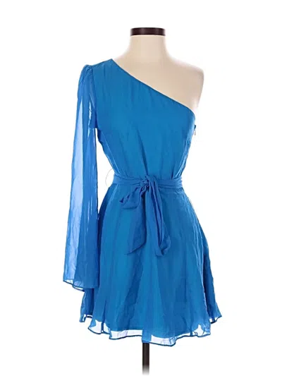 Pre-owned Ark & Co. 3/4 Sleeve Top Blue One Shoulder Neckline Tops