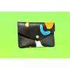 ARK COLOUR DESIGN BLACK ABSTRACT LEATHER POPPER PURSE