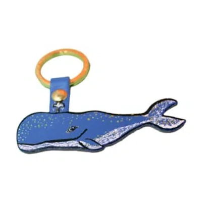 Ark Colour Design Key Fob Leather Humpback Whale Cornflower In Blue