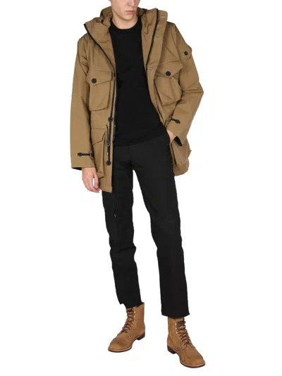 Arkair Hooded High Neck Jacket In Brown