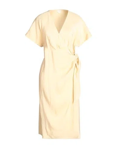 Arket Woman Midi Dress Sand Size 10 Viscose, Linen In Beige