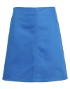 Arket Woman Mini Skirt Blue Size 12 Cotton In Blue