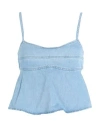 Arket Woman Top Blue Size 14 Cotton, Lyocell In Blue