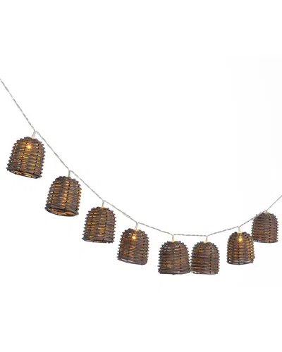 Arlec America 10 Light Solar Powered Rattan String Lights In Brown