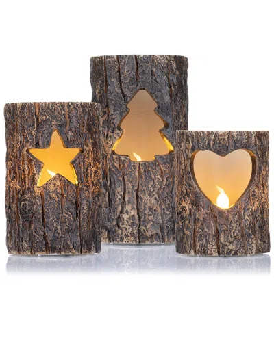 Arlec America Brown Led 3 Pack Flameless Candles