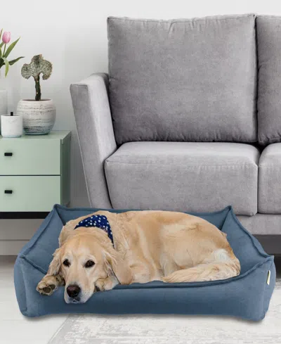 Arlee Home Fashions Crescent Lounger Memory Foam Pet Bed In Blue