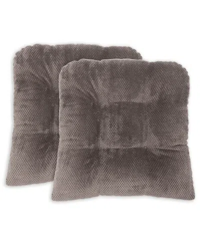Arlee Home Fashions Delano Set Of Two Chair Pad Seat Cushions In Gray