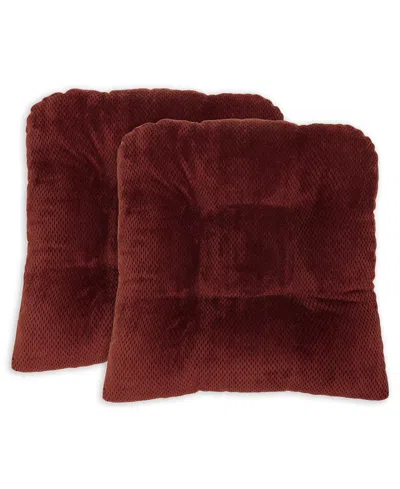 Arlee Home Fashions Delano Set Of Two Chair Pad Seat Cushions In Red