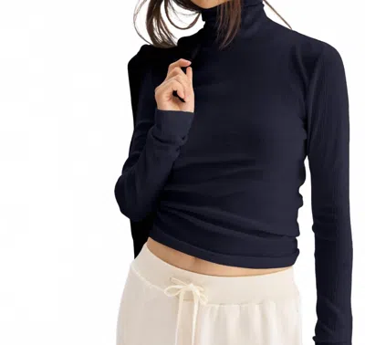Arlo Mott Clinton Long Sleeve Turtleneck Top In Navy In Blue