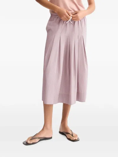 Arlo Mott Gates Striped Pleated Midi Skirt In Purple