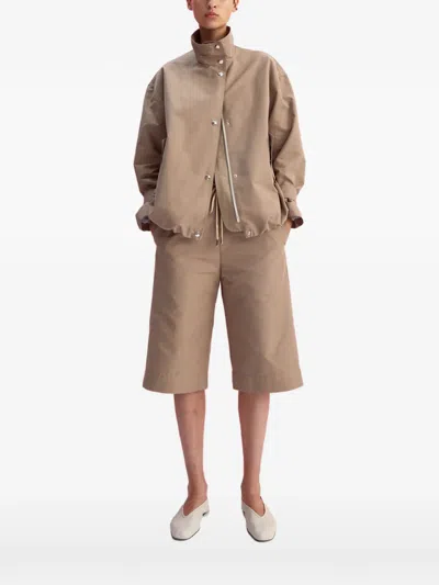 Arlo Mott Logan High-neck Bomber Jacket In Brown