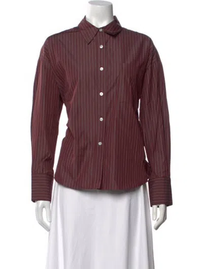 Pre-owned Arlo Mott Striped Long Sleeve Button-up Top In Burgundy