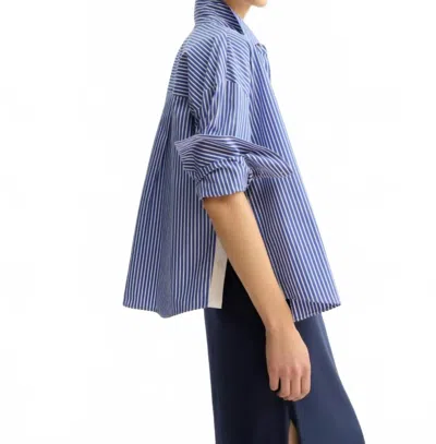 Arlo Mott Watts Side Button Shirt In Blue Stripe