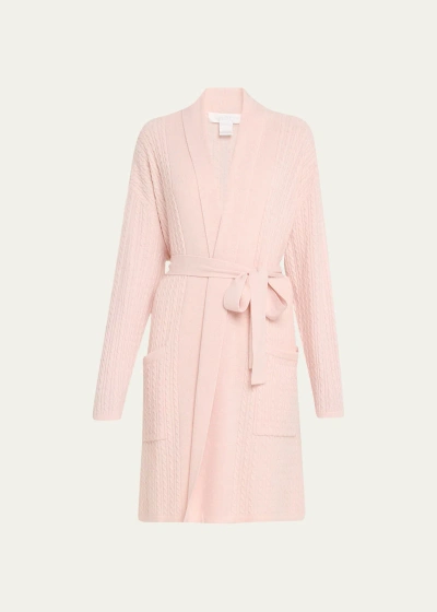 Arlotta Cashmere Cashmere Baby Cable-knit Wrap Robe In Mouline Pink