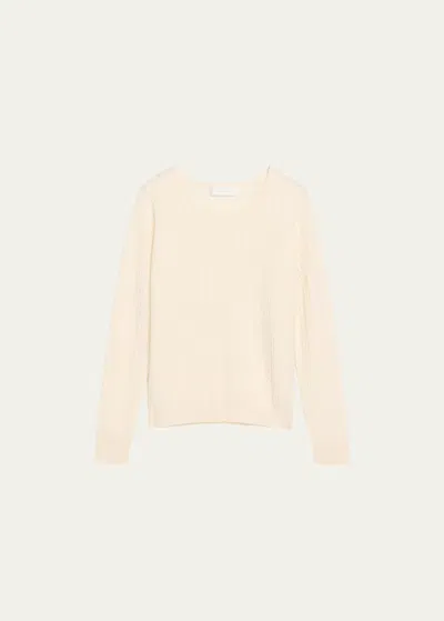 Arlotta Cashmere Cashmere Cable-knit Crewneck Sweatshirt In Snow