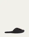 Arlotta Cashmere Flower Cashmere Slide Slipper In Black
