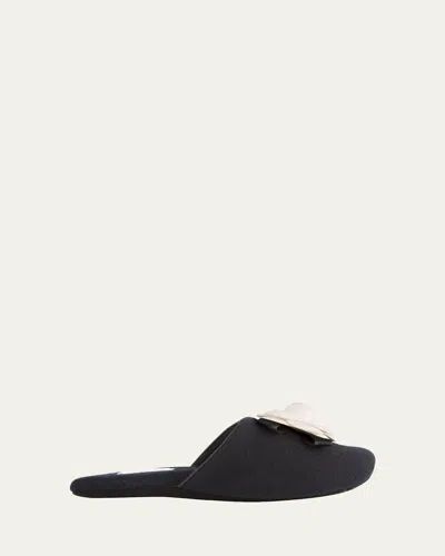 Arlotta Cashmere Flower Cashmere Slide Slipper In Black